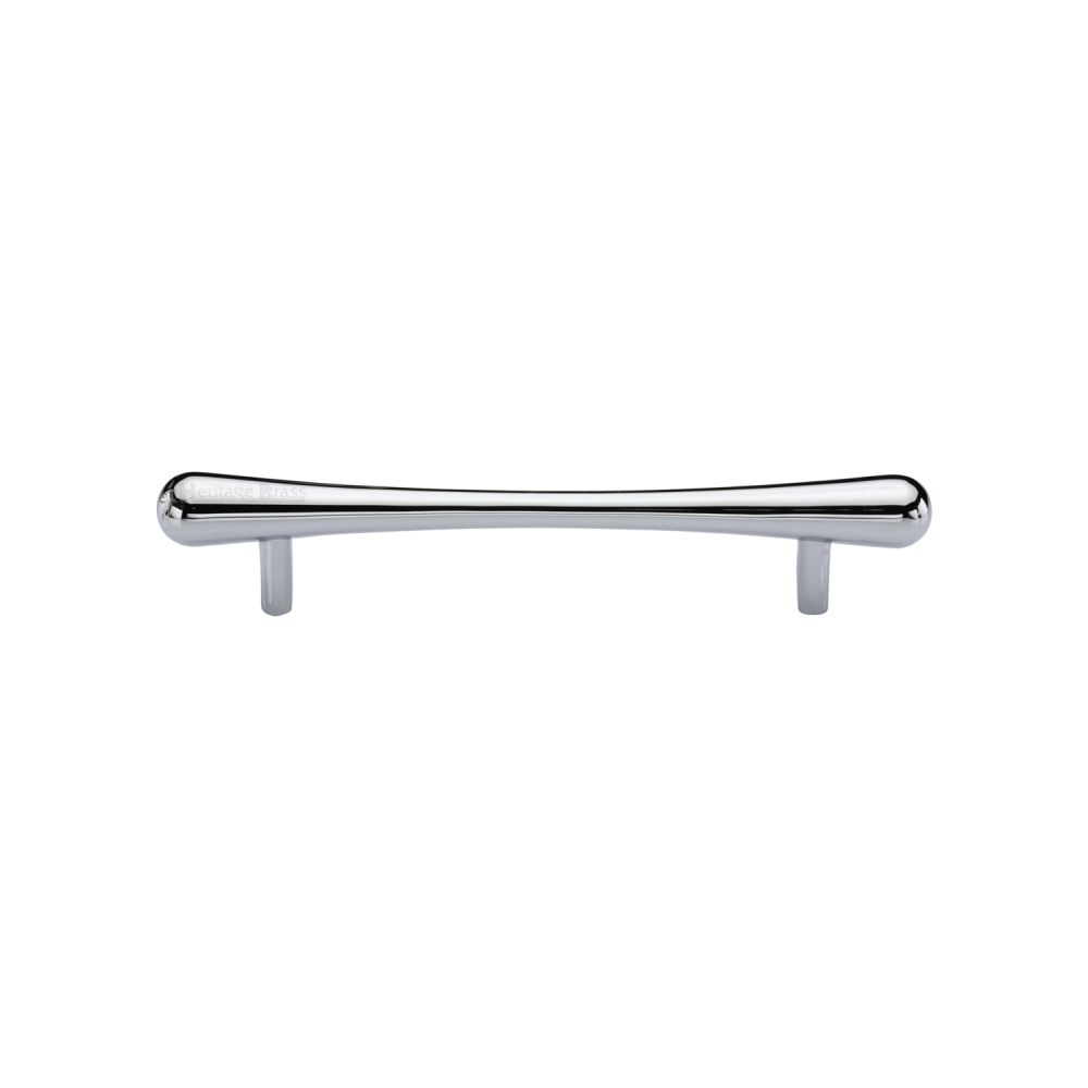 This is an image of a Heritage Brass - Cabinet Pull T-Bar Raindrop Design 128mm CTC Polished Chrome Finish, c3570-128-pc that is available to order from Trade Door Handles in Kendal.