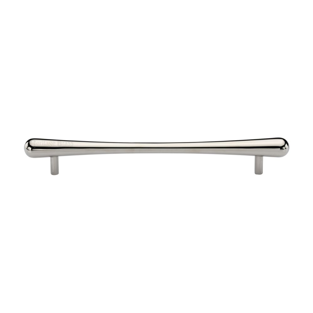 This is an image of a Heritage Brass - Cabinet Pull T-Bar Raindrop Design 192mm CTC Polished Nickel Finish, c3570-192-pnf that is available to order from Trade Door Handles in Kendal.