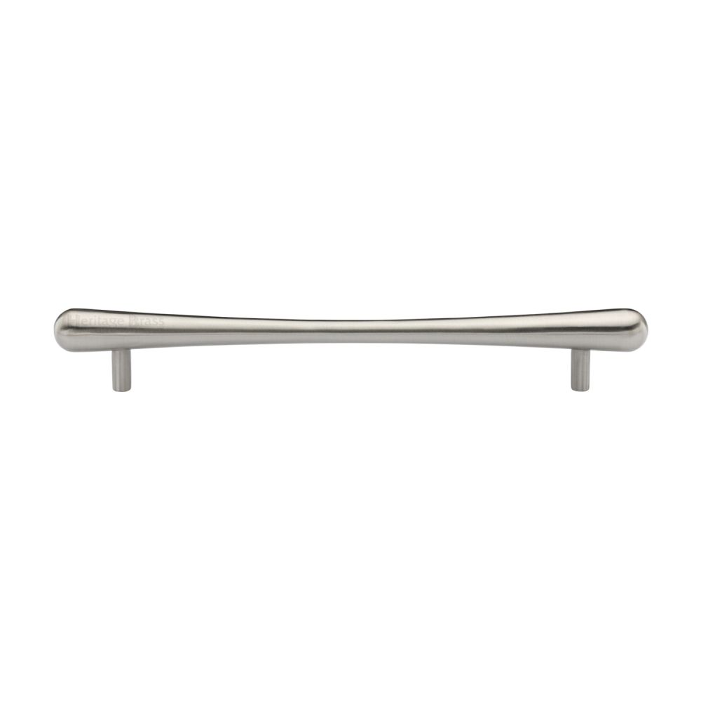 This is an image of a Heritage Brass - Cabinet Pull T-Bar Raindrop Design 192mm CTC Satin Nickel Finish, c3570-192-sn that is available to order from Trade Door Handles in Kendal.