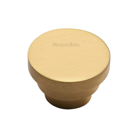 This is an image of a Heritage Brass - Cabinet Knob Round Stepped Design 32mm Satin Brass Finish, c3624-32-sb that is available to order from Trade Door Handles in Kendal.