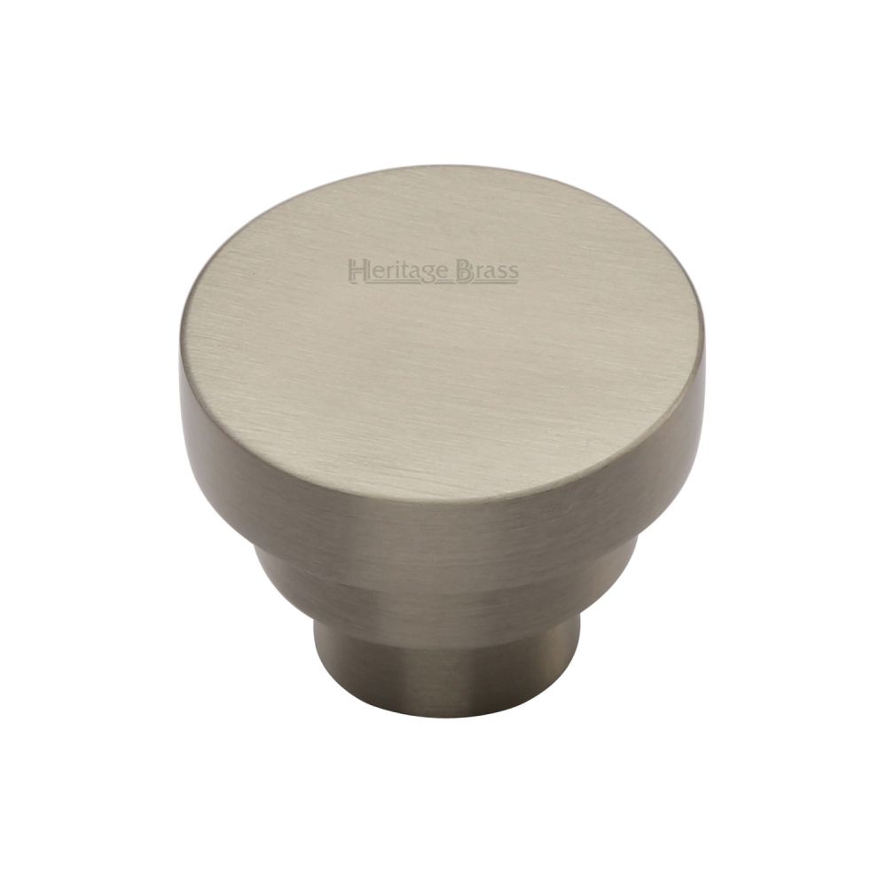 This is an image of a Heritage Brass - Cabinet Knob Round Stepped Design 32mm Satin Nickel Finish, c3624-32-sn that is available to order from Trade Door Handles in Kendal.