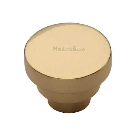 This is an image of a Heritage Brass - Cabinet Knob Round Stepped Design 38mm Polished Brass Finish, c3624-38-pb that is available to order from Trade Door Handles in Kendal.