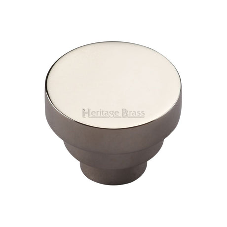 This is an image of a Heritage Brass - Cabinet Knob Round Stepped Design 38mm Polished Nickel Finish, c3624-38-pnf that is available to order from Trade Door Handles in Kendal.