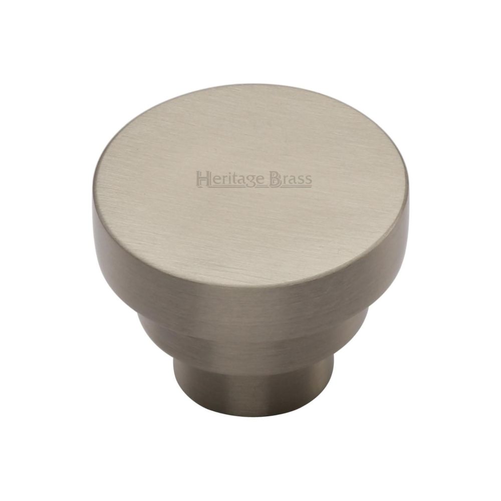 This is an image of a Heritage Brass - Cabinet Knob Round Stepped Design 38mm Satin Nickel Finish, c3624-38-sn that is available to order from Trade Door Handles in Kendal.