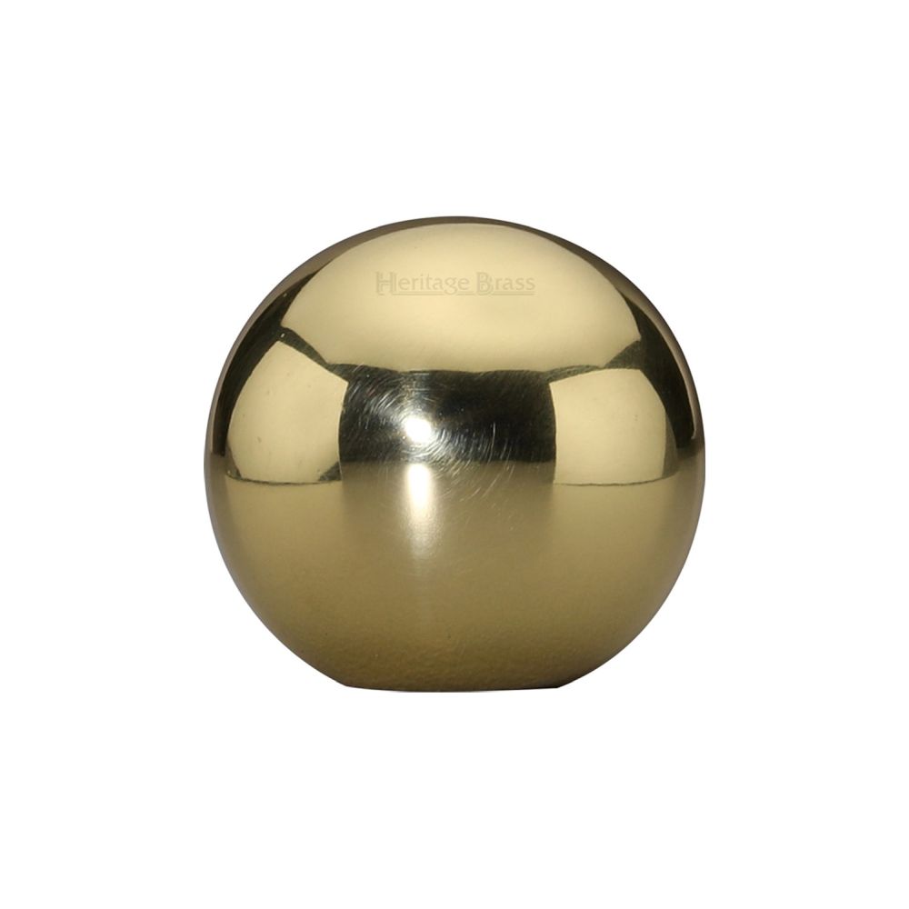 This is a image of a Heritage Brass - Cabinet Knob Globe Design 25mm Pol. Brass Finish that is available to order from Trade Door Handles in Kendal