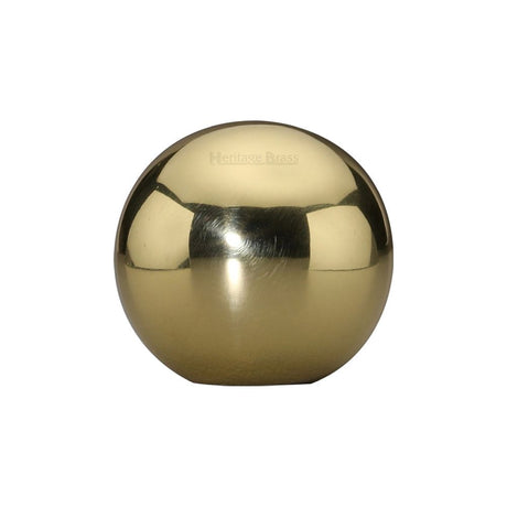 This is an image of a Heritage Brass - Cabinet Knob Globe Design 25mm Polished Brass Finish, c3627-pb that is available to order from Trade Door Handles in Kendal.