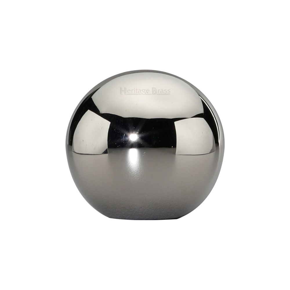 This is an image of a Heritage Brass - Cabinet Knob Globe Design 25mm Polished Nickel Finish, c3627-pnf that is available to order from Trade Door Handles in Kendal.