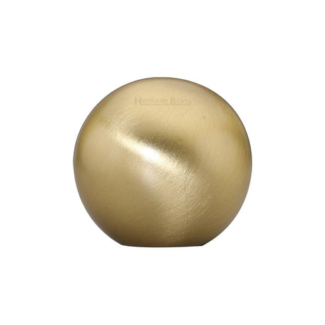 This is an image of a Heritage Brass - Cabinet Knob Globe Design 25mm Satin Brass Finish, c3627-sb that is available to order from Trade Door Handles in Kendal.