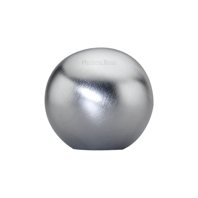 This is an image of a Heritage Brass - Cabinet Knob Globe Design 25mm Satin Chrome Finish, c3627-sc that is available to order from Trade Door Handles in Kendal.