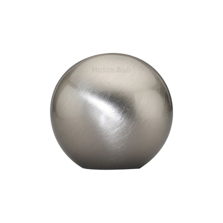 This is an image of a Heritage Brass - Cabinet Knob Globe Design 25mm Satin Nickel Finish, c3627-sn that is available to order from Trade Door Handles in Kendal.