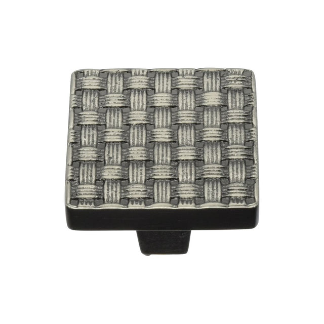 This is a image of a Heritage Brass - Cabinet Knob Square Weave Design 32mm Aged Nickel Finish that is available to order from Trade Door Handles in Kendal