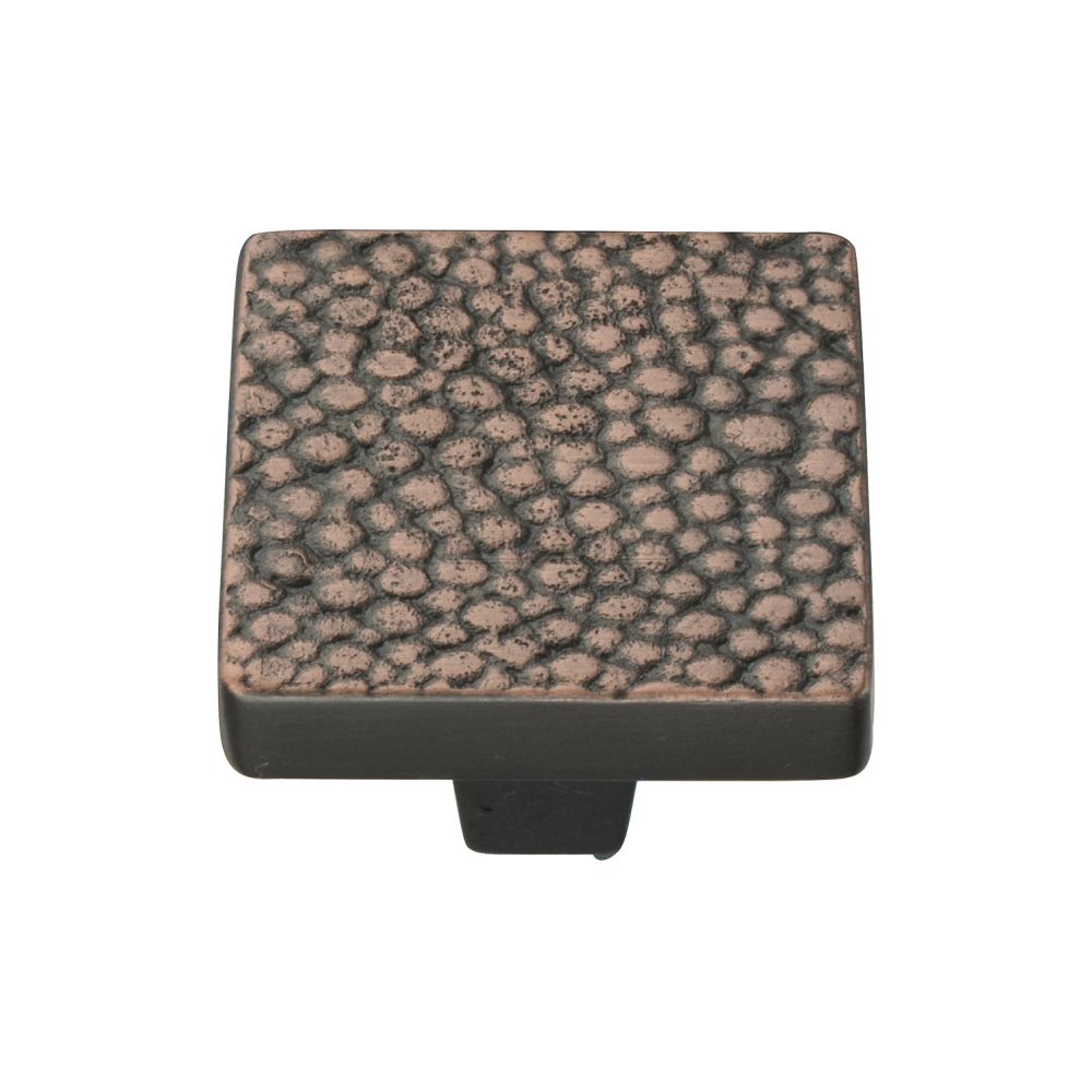 This is a image of a Heritage Brass - Cabinet Knob Square Stingray Design 32mm Aged Copper Finish that is available to order from Trade Door Handles in Kendal