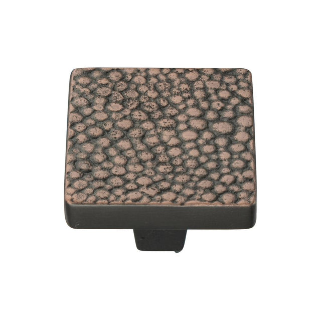 This is an image of a Heritage Brass - Cabinet Knob Square Stingray Design 32mm Aged Copper Finish, c3653-32-ac that is available to order from Trade Door Handles in Kendal.