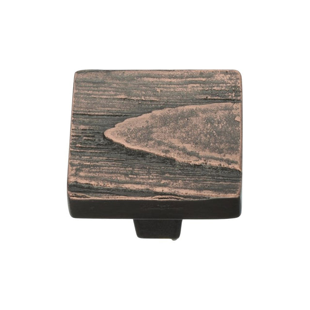This is a image of a Heritage Brass - Cabinet Knob Square Pine Design 32mm Aged Copper Finish that is available to order from Trade Door Handles in Kendal