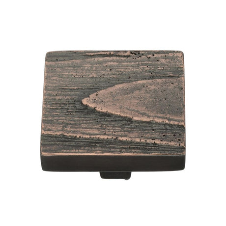 This is an image of a Heritage Brass - Cabinet Knob Square Pine Design 38mm Aged Copper Finish, c3664-38-ac that is available to order from Trade Door Handles in Kendal.