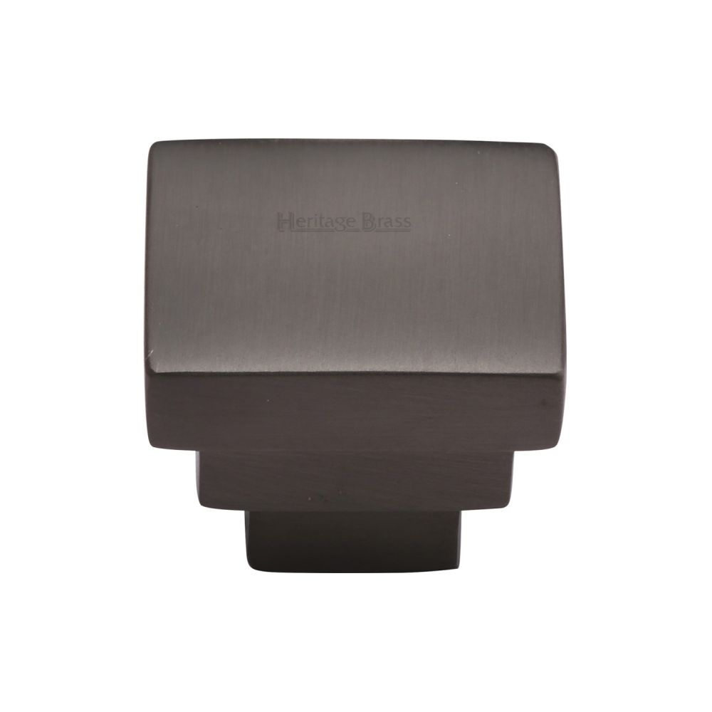 This is an image of a Heritage Brass - Cabinet Knob Square Stepped Design 32mm Matt Bronze Finish, c3672-32-mb that is available to order from Trade Door Handles in Kendal.