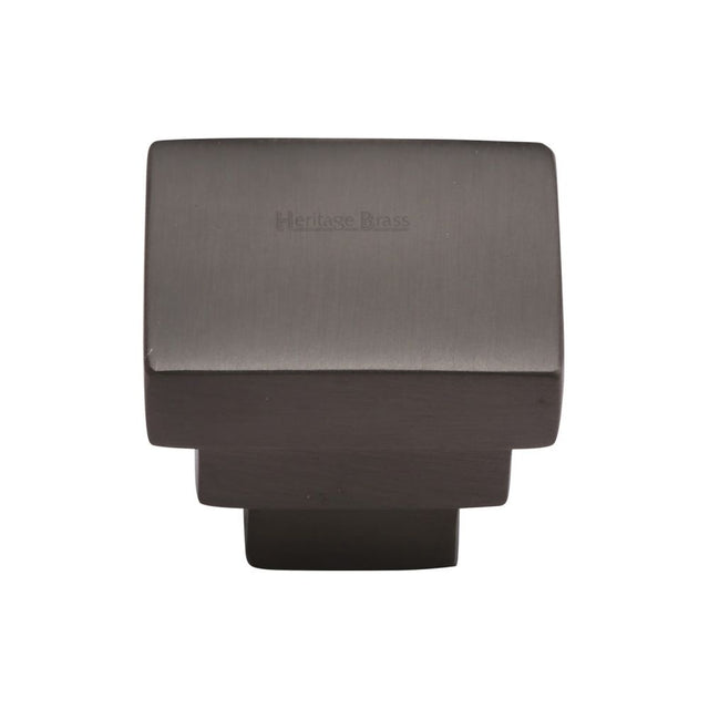 This is an image of a Heritage Brass - Cabinet Knob Square Stepped Design 32mm Matt Bronze Finish, c3672-32-mb that is available to order from Trade Door Handles in Kendal.