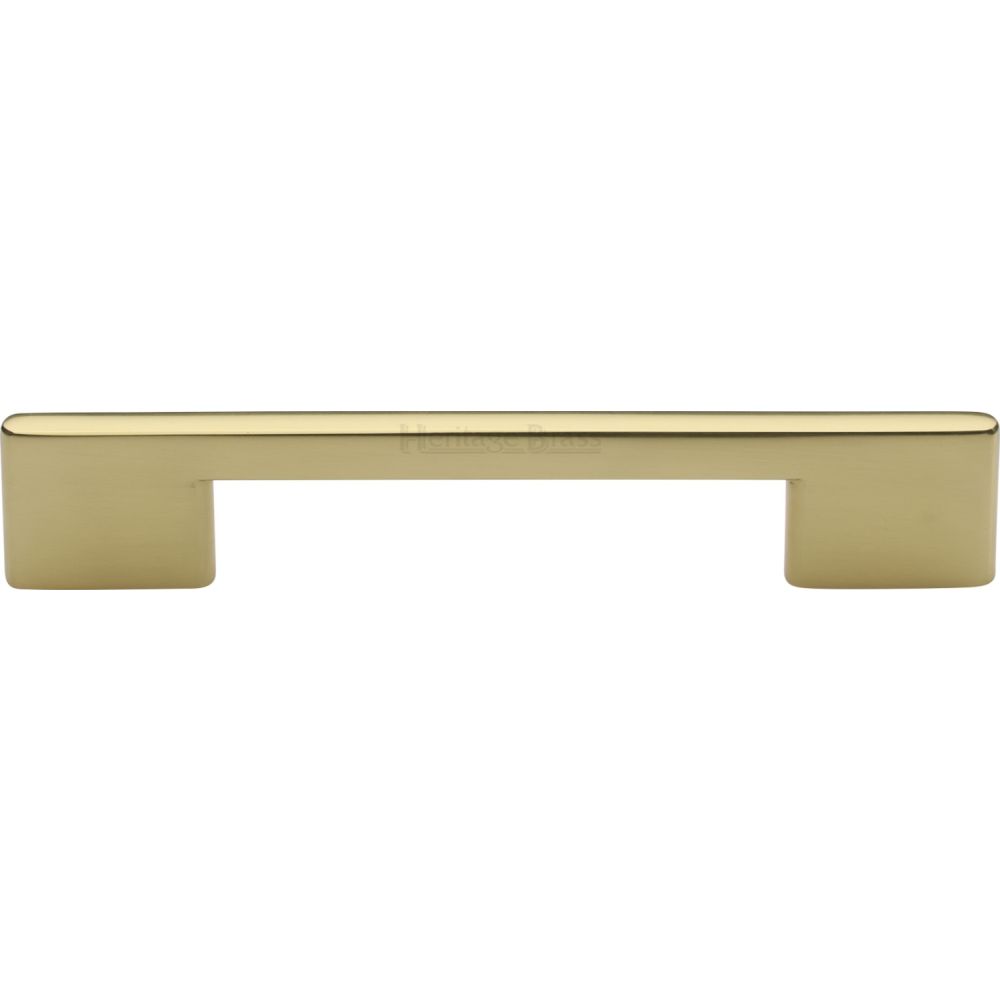 This is an image of a Heritage Brass - Cabinet Pull Slim Metro Design 128mm CTC Polished Brass Finish, c3681-128-pb that is available to order from Trade Door Handles in Kendal.