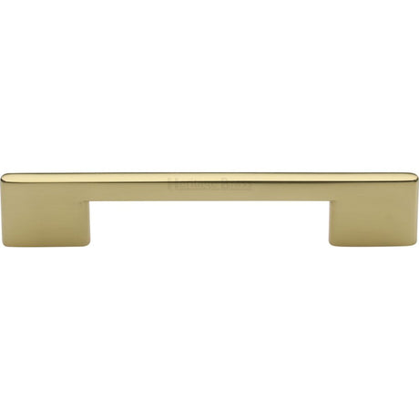 This is an image of a Heritage Brass - Cabinet Pull Slim Metro Design 128mm CTC Polished Brass Finish, c3681-128-pb that is available to order from Trade Door Handles in Kendal.