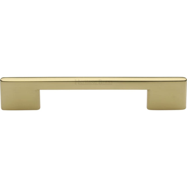 This is an image of a Heritage Brass - Cabinet Pull Slim Metro Design 128mm CTC Polished Brass Finish, c3681-128-pb that is available to order from Trade Door Handles in Kendal.