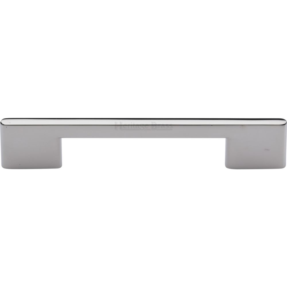 This is an image of a Heritage Brass - Cabinet Pull Slim Metro Design 128mm CTC Polished Nickel Finish, c3681-128-pnf that is available to order from Trade Door Handles in Kendal.