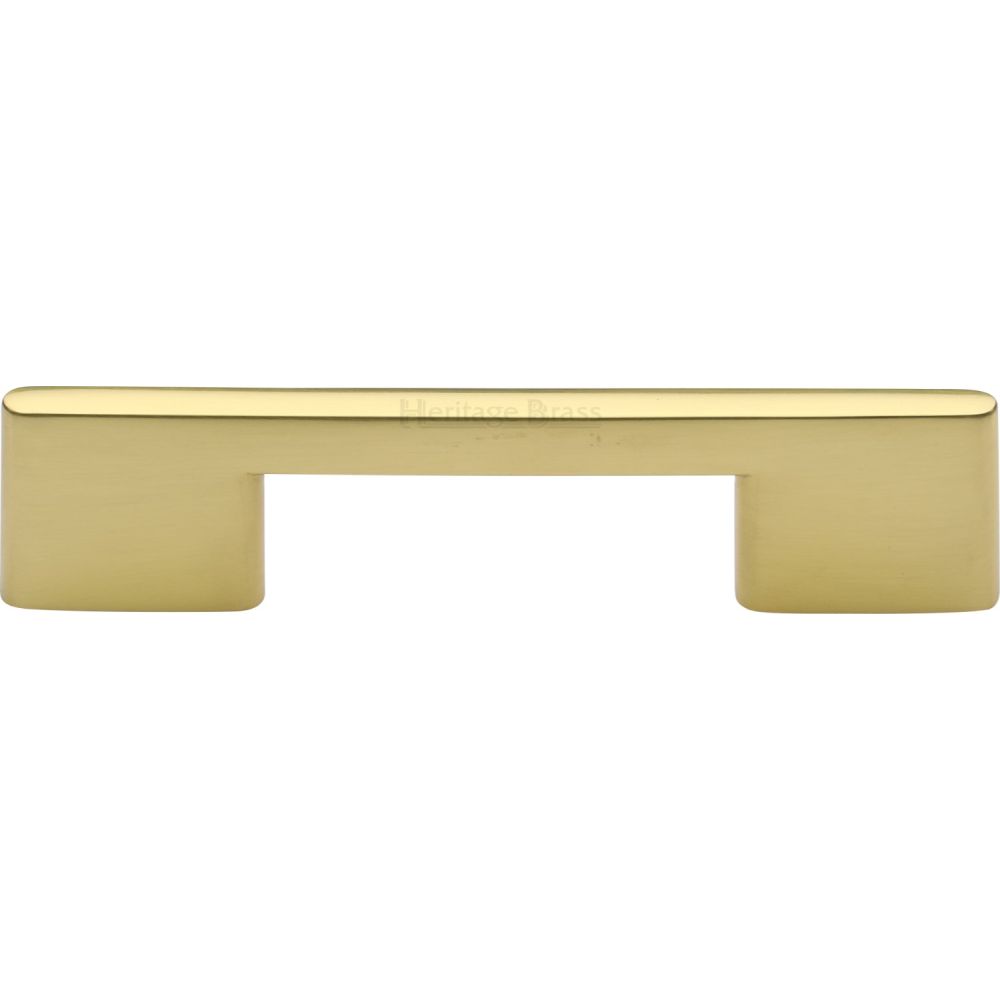 This is an image of a Heritage Brass - Cabinet Pull Slim Metro Design 96mm CTC Polished Brass Finish, c3681-96-pb that is available to order from Trade Door Handles in Kendal.
