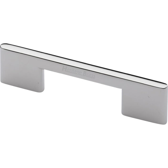 This is an image of a Heritage Brass - Cabinet Pull Slim Metro Design 96mm CTC Polished Nickel Finish, c3681-96-pnf that is available to order from Trade Door Handles in Kendal.