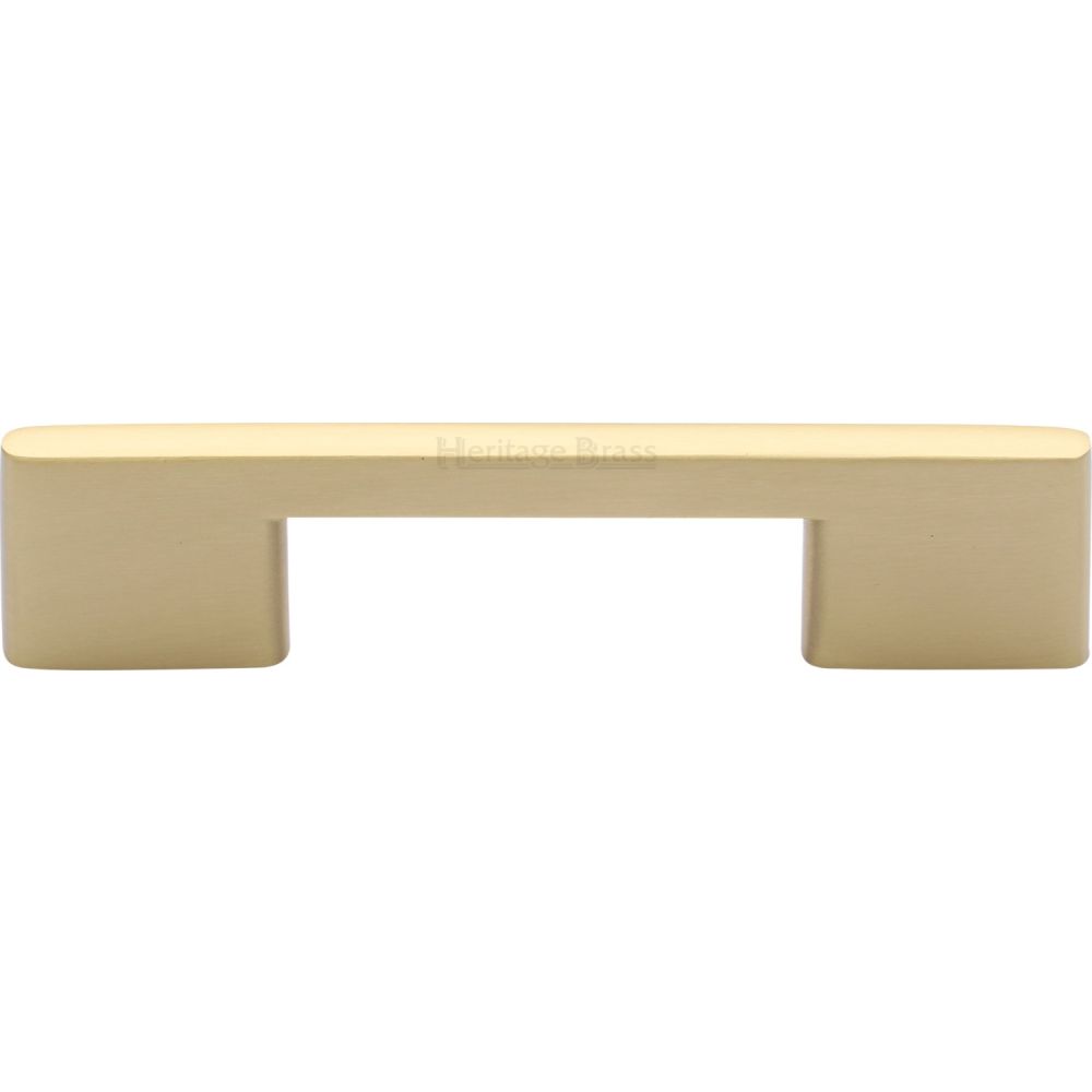 This is an image of a Heritage Brass - Cabinet Pull Slim Metro Design 96mm CTC Satin Brass Finish, c3681-96-sb that is available to order from Trade Door Handles in Kendal.