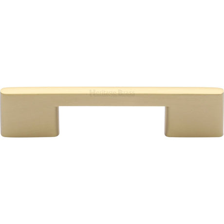 This is an image of a Heritage Brass - Cabinet Pull Slim Metro Design 96mm CTC Satin Brass Finish, c3681-96-sb that is available to order from Trade Door Handles in Kendal.