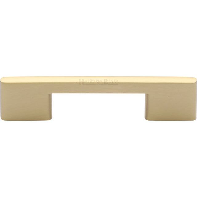 This is an image of a Heritage Brass - Cabinet Pull Slim Metro Design 96mm CTC Satin Brass Finish, c3681-96-sb that is available to order from Trade Door Handles in Kendal.