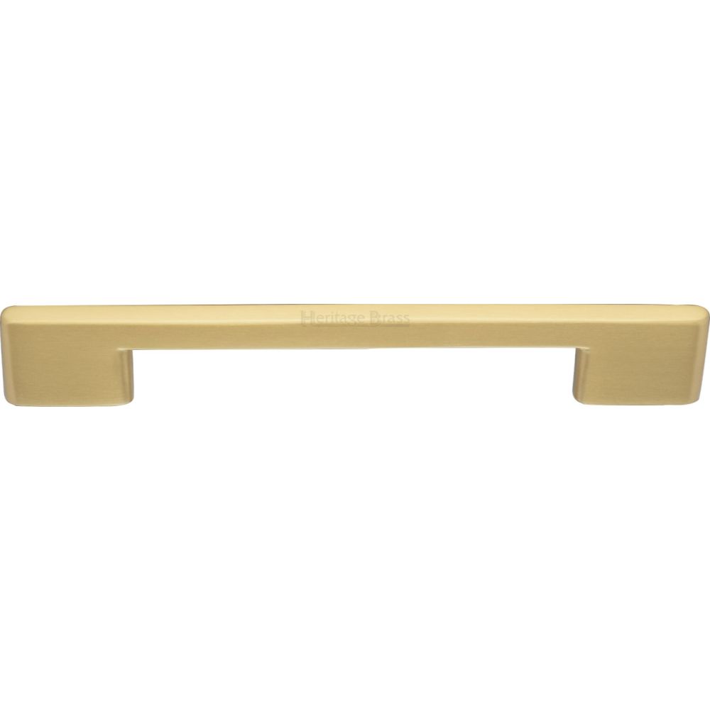 This is an image of a Heritage Brass - Cabinet Pull Slim Metro Design 160mm CTC Satin Brass Finish, c3681-160-sb that is available to order from Trade Door Handles in Kendal.