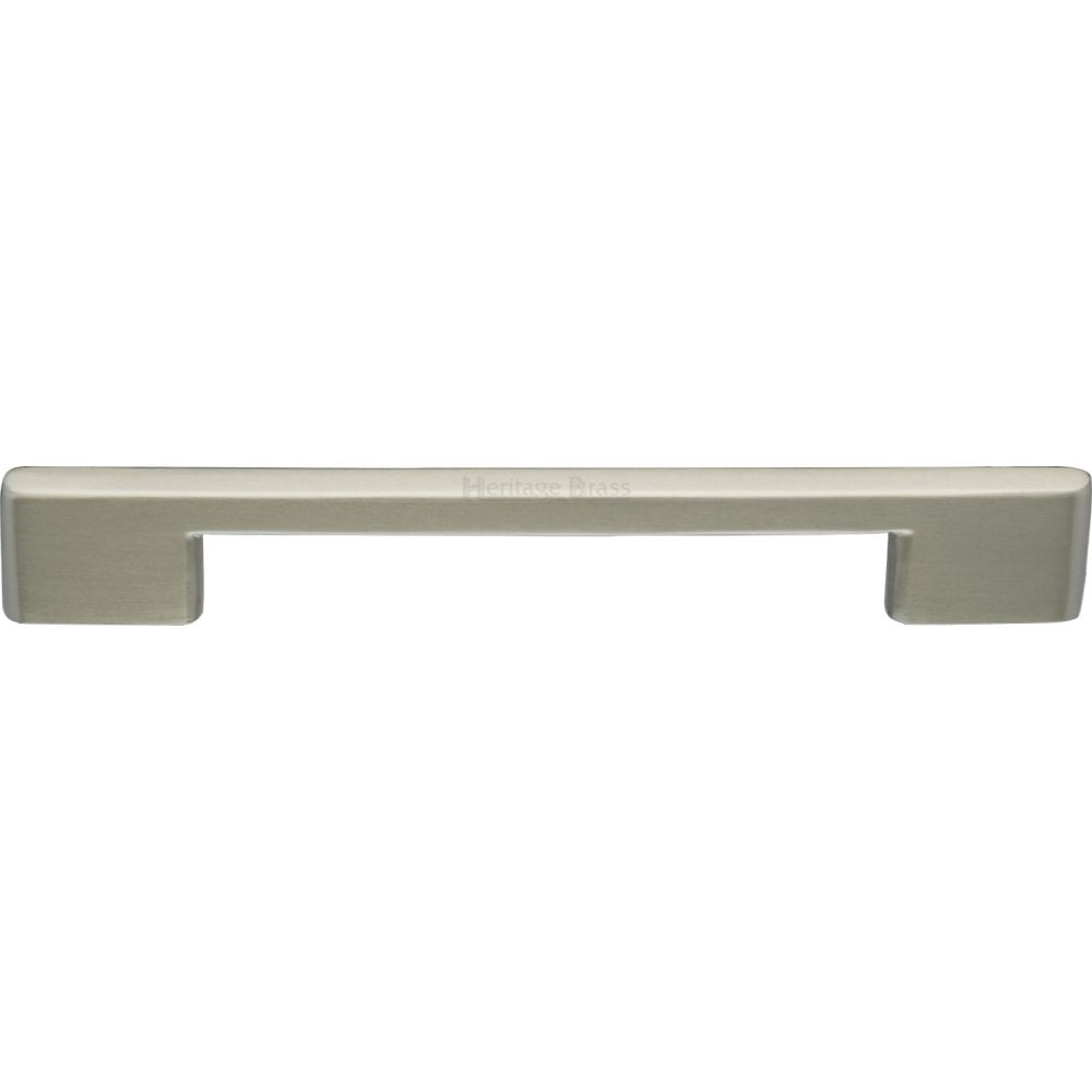 This is an image of a Heritage Brass - Cabinet Pull Slim Metro Design 160mm CTC Satin Nickel Finish, c3681-160-sn that is available to order from Trade Door Handles in Kendal.