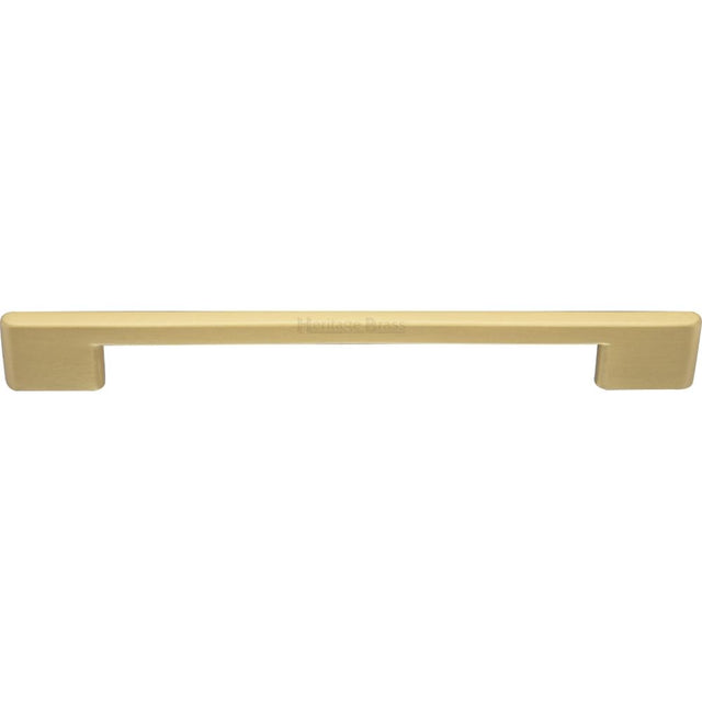 This is an image of a Heritage Brass - Cabinet Pull Slim Metro Design 192mm CTC Satin Brass Finish, c3681-192-sb that is available to order from Trade Door Handles in Kendal.