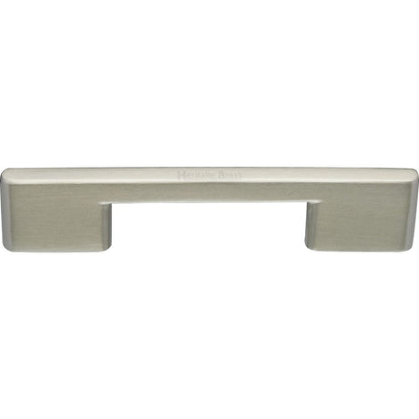 This is an image of a Heritage Brass - Cabinet Pull Slim Metro Design 96mm CTC Satin Nickel Finish, c3681-96-sn that is available to order from Trade Door Handles in Kendal.