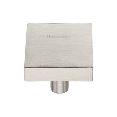 This is an image of a Heritage Brass - Cabinet Knob Square Design 32mm Satin Nickel Finish, c3685-32-sn that is available to order from Trade Door Handles in Kendal.