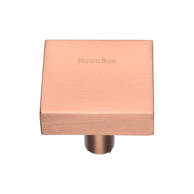 This is an image of a Heritage Brass - Cabinet Knob Square Design 32mm Satin Rose Gold Finish, c3685-32-srg that is available to order from Trade Door Handles in Kendal.