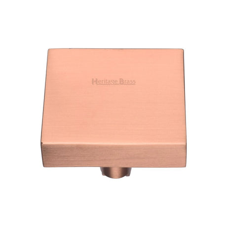 This is an image of a Heritage Brass - Cabinet Knob Square Design 38mm Satin Rose Gold Finish, c3685-38-srg that is available to order from Trade Door Handles in Kendal.