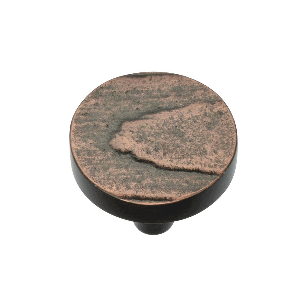 This is a image of a Heritage Brass - Cabinet Knob Round Pine Design 32mm Aged Copper Finish that is available to order from Trade Door Handles in Kendal