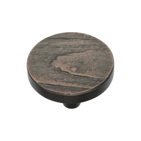 This is an image of a Heritage Brass - Cabinet Knob Round Pine Design 38mm Aged Copper Finish, c3697-38-ac that is available to order from Trade Door Handles in Kendal.