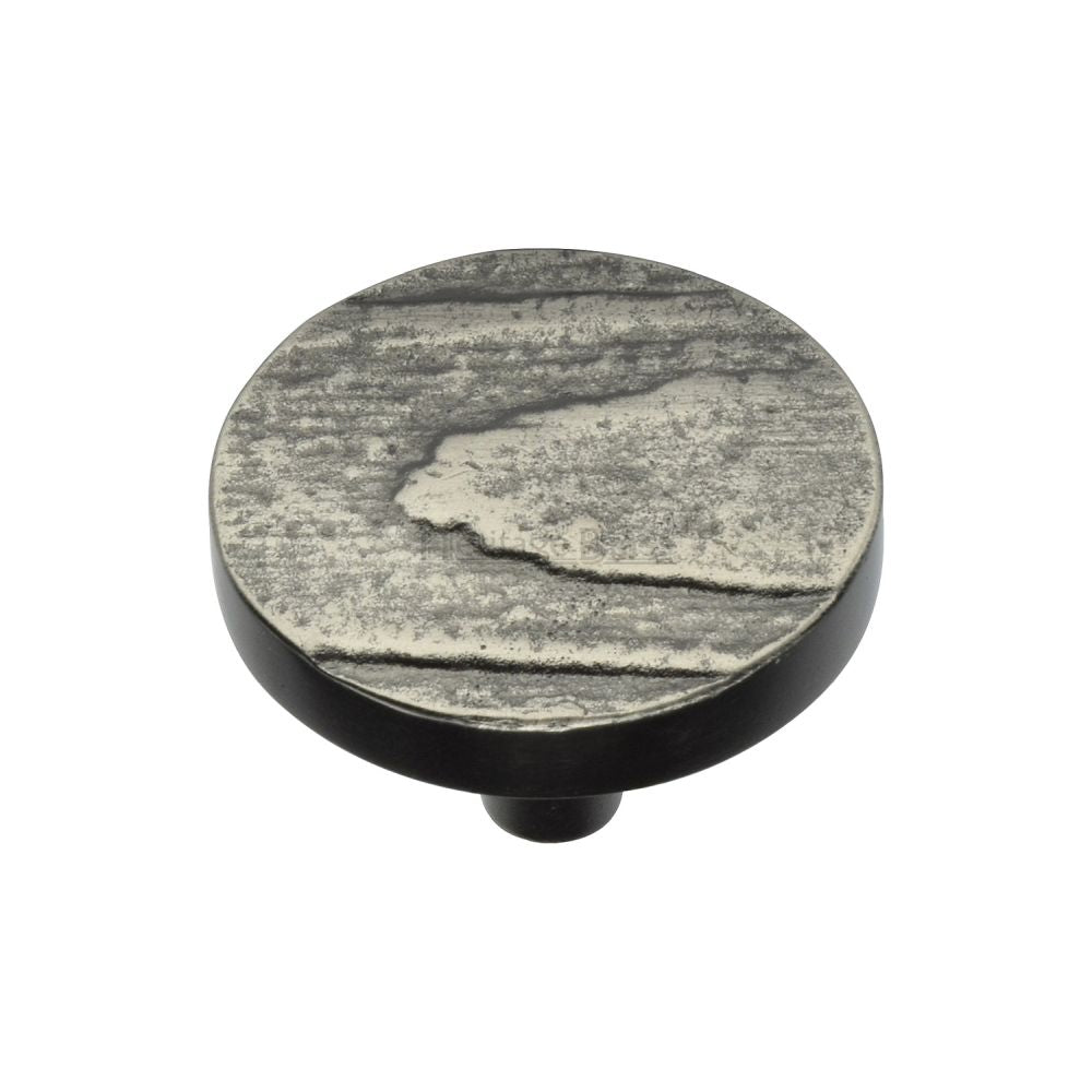 This is a image of a Heritage Brass - Cabinet Knob Round Pine Design 38mm Aged Nickel Finish that is available to order from Trade Door Handles in Kendal