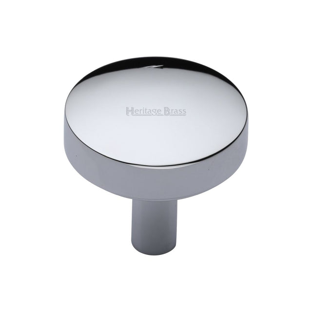 This is a image of a Heritage Brass - Cabinet Knob Domed Disc Design 32mm Pol. Chrome Finish that is available to order from Trade Door Handles in Kendal