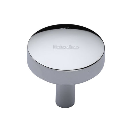 This is an image of a Heritage Brass - Cabinet Knob Domed Disc Design 32mm Polished Chrome Finish, c3875-32-pc that is available to order from Trade Door Handles in Kendal.