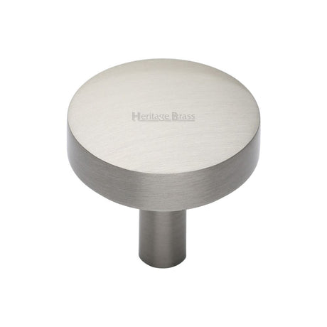 This is an image of a Heritage Brass - Cabinet Knob Domed Disc Design 32mm Satin Nickel Finish, c3875-32-sn that is available to order from Trade Door Handles in Kendal.