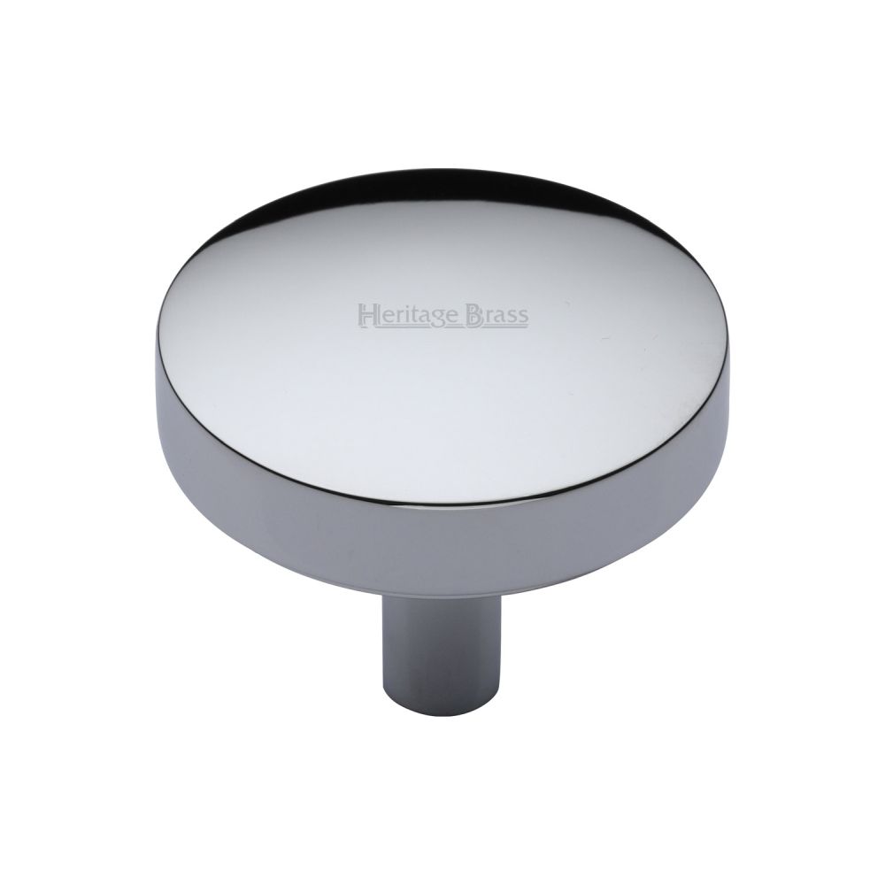 This is an image of a Heritage Brass - Cabinet Knob Domed Disc Design 38mm Polished Chrome Finish, c3875-38-pc that is available to order from Trade Door Handles in Kendal.