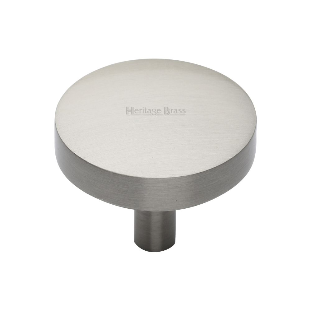 This is an image of a Heritage Brass - Cabinet Knob Domed Disc Design 38mm Satin Nickel Finish, c3875-38-sn that is available to order from Trade Door Handles in Kendal.