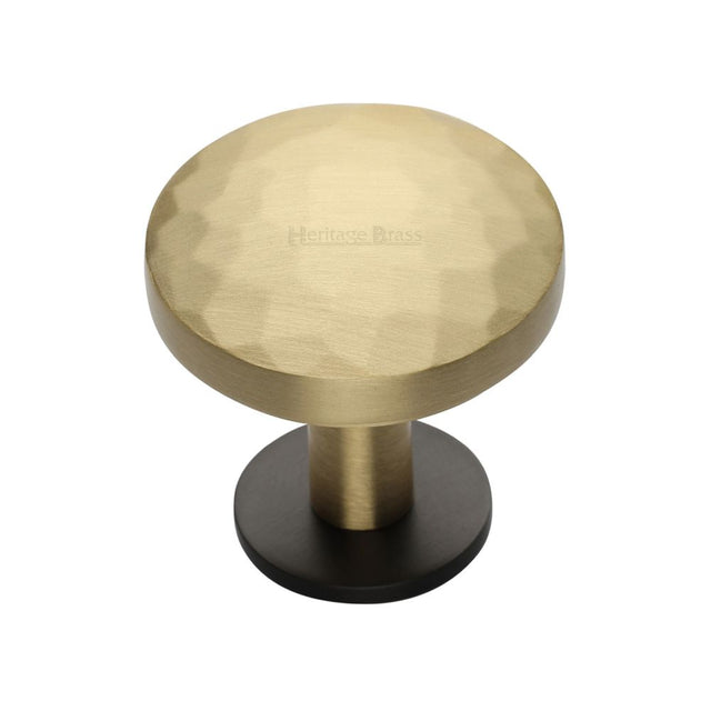 This is a image of a Heritage Brass - Cabinet Knob Round Hammered Design with Rose 32mm Matt Bronze/S that is available to order from Trade Door Handles in Kendal