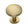 This is an image of a Heritage Brass - Cabinet Knob Round Hammered Design with Rose 32mm Satin Brass Fi, c3876-32-sb that is available to order from Trade Door Handles in Kendal.