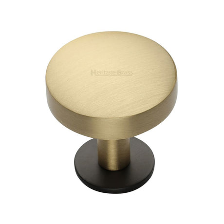 This is an image of a Heritage Brass - Cabinet Knob Domed Disc Design with Rose 32mm Matt Bronze/Satin, c3878-32-bsb that is available to order from Trade Door Handles in Kendal.