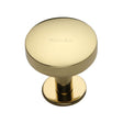 This is a image of a Heritage Brass - Cabinet Knob Domed Disc Design with Rose 32mm Pol. Brass Finish that is available to order from Trade Door Handles in Kendal