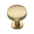 This is an image of a Heritage Brass - Cabinet Knob Domed Disc Design with Rose 32mm Satin Brass Finish, c3878-32-sb that is available to order from Trade Door Handles in Kendal.